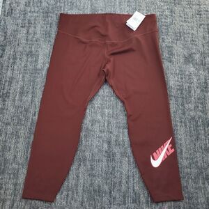 NWT Nike One Dri-Fit 7/8 Logo Legging, Bronze Eclipse, Redstone, Plus Size 2X